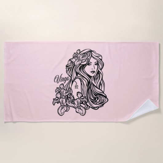 Virgo Die Jungfrau Zodiac Pink Strandtuch (Vorderseite)