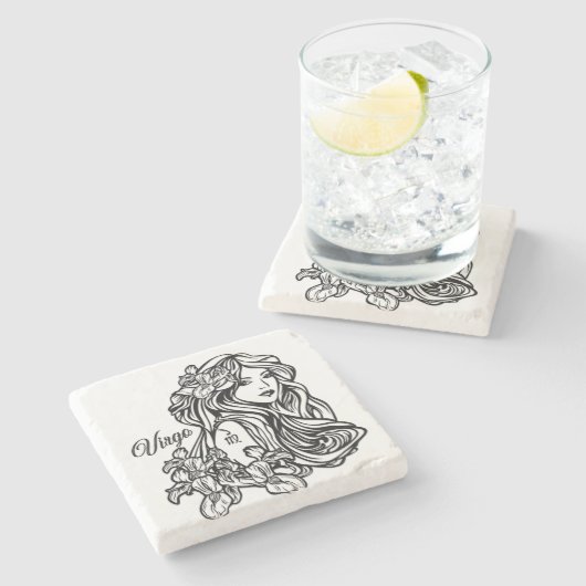 Virgo Die Jungfrau Zodiac Steinuntersetzer (Seitenansicht)