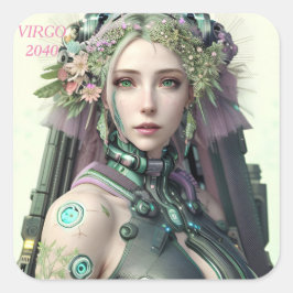 Virgo Futuristic Zodiac Collection Quadratischer Aufkleber