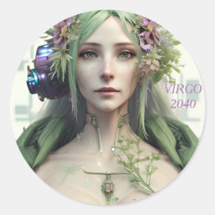 Virgo Futuristic Zodiac Collection Runder Aufkleber