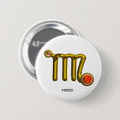 VIRGO / GOLD ORANGE AGATE ZODIAC SIGEL BUTTON (Vorne & Hinten)