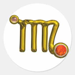 VIRGO / GOLD ORANGE AGATE ZODIAC SIGEL RUNDER AUFKLEBER