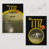 VIRGO / GOLD ZODIAC SIGN JEWEL AGATE MONOGRAM VISITENKARTE (Vorne/Hinten)