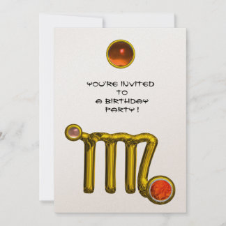 VIRGO/GOLD ZODIAC SIGN JEWEL WHITE BIRTHDAY PARTY EINLADUNG