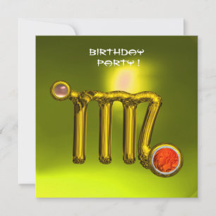 VIRGO GOLD ZODIAC SIGN JEWEL YELLOW BIRTHDAY PARTE EINLADUNG