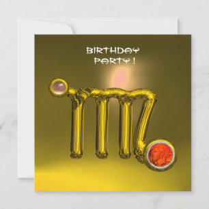 VIRGO/GOLD ZODIAC SIGN JEWEL YELLOW BIRTHDAY PARTE EINLADUNG