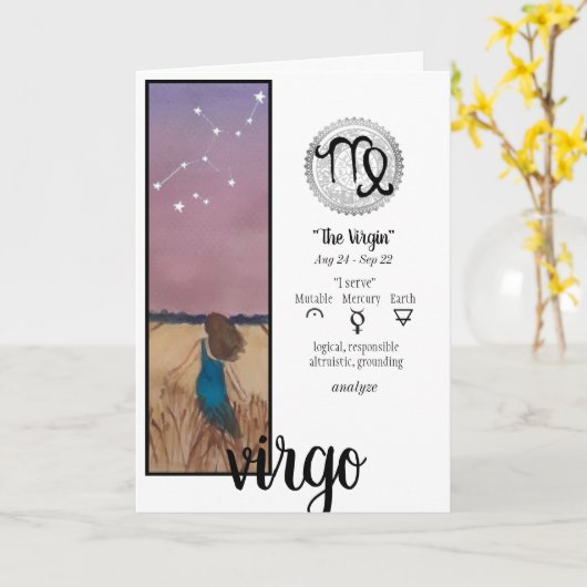 Virgo Greeting Card Karte (Gelbe Blume)