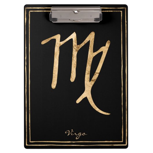 Virgo Hammered Stilgold Astrologie-Symbol Klemmbrett (Vorderseite)