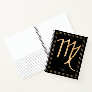 Virgo Hammered Stylierung Gold Astrologie Symbol N Notizblock