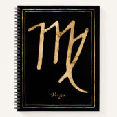 Virgo Hammered Stylierung Gold Astrologie Symbol N Notizblock (Vorderseite)