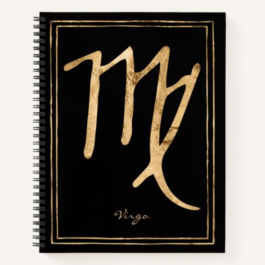 Virgo Hammered Stylierung Gold Astrologie Symbol N Notizblock (Vorderseite)