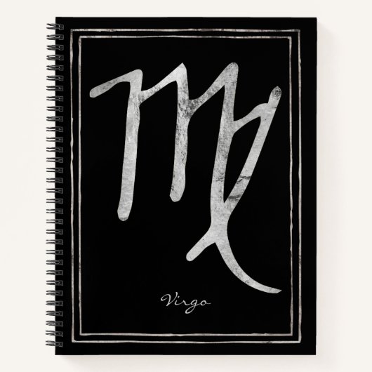 Virgo Hammersilber stilisierte Astrologie Symbol Notizblock (Vorderseite)