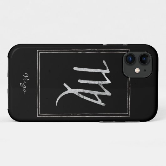 Virgo Hammersilber stilisierte Astrologie zodiac Case-Mate iPhone Hülle (Rückseite (Horizontal))