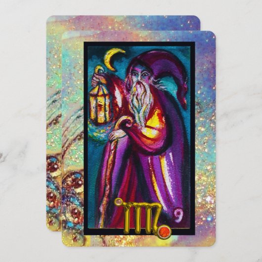 VIRGO HERMIT TAROT ASTROLOGY ZODIAC BURTHDAY PARTE EINLADUNG (Vorne/Hinten)