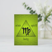 Virgo Holistic Triangle Mind Body Spirit Green Postkarte (Stehend Vorderseite)