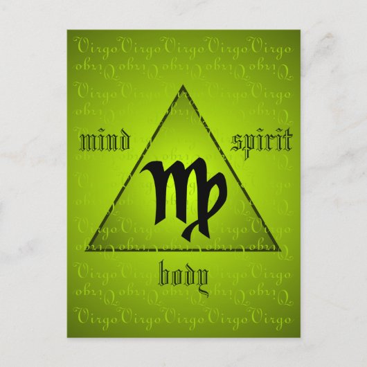 Virgo Holistic Triangle Mind Body Spirit Green Postkarte (Vorderseite)