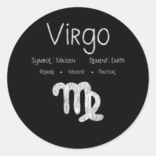 Virgo Horoscope Astrologie Star Signatur Geburtsta Runder Aufkleber (Vorderseite)