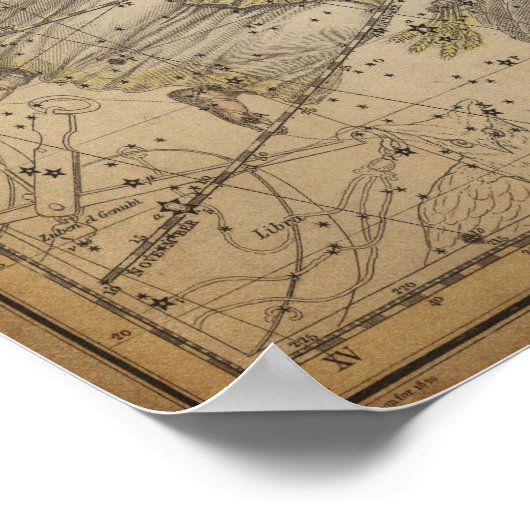 Virgo Jungfrau Constellation Star Map Bootes Sept Poster (Ecke)