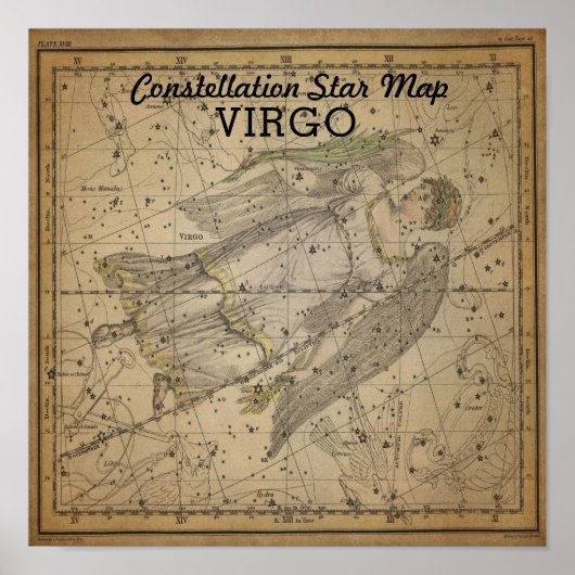 Virgo Jungfrau Constellation Star Map Bootes Sept Poster (Vorne)