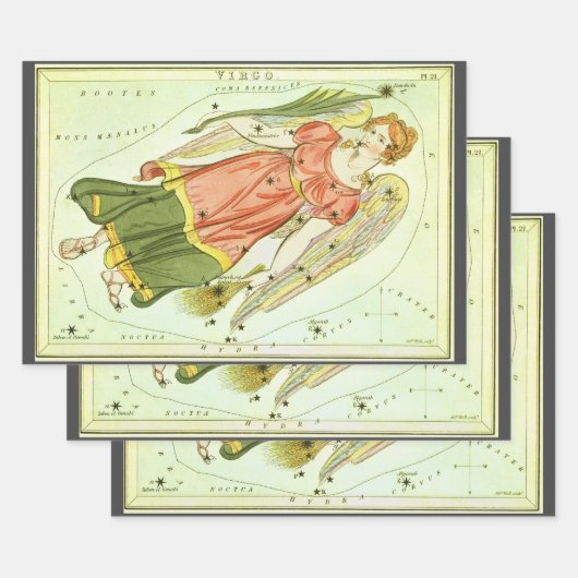Virgo Jungfrau Vintag Constellation Urania Mirror Geschenkpapier Set (Set)