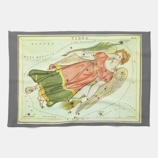 Virgo Jungfrau Vintag Constellation Urania Mirror Geschirrtuch (Horizontal)