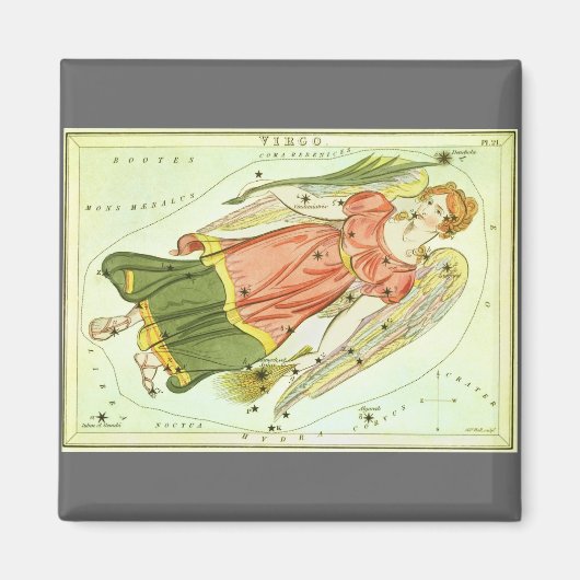 Virgo Jungfrau Vintag Constellation Urania Mirror Magnet (Vorne)