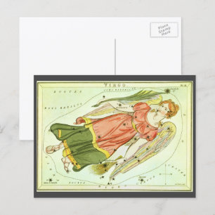 Virgo Jungfrau Vintag Constellation Urania Mirror Postkarte