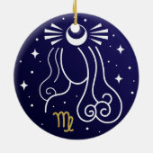 Virgo Jungfrau Zodiac Sign Keramik Ornament (Hinten)