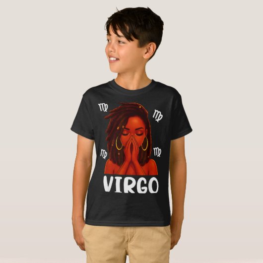 Virgo Loc'd Black Woman Pray Christian Zodiac Birt T-Shirt (Vorne ganz)