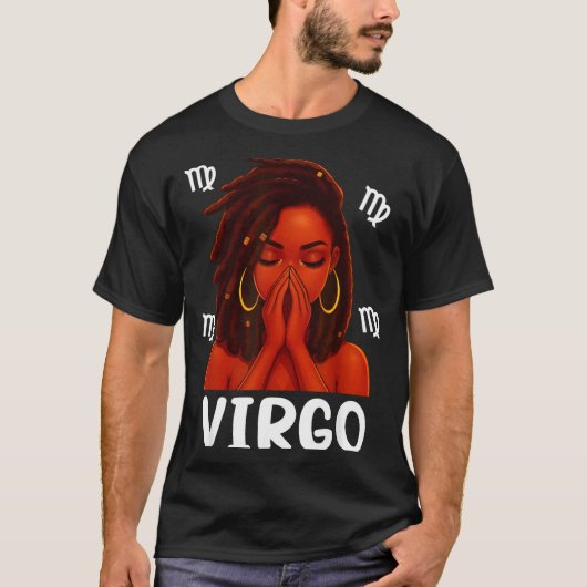 Virgo Loc'd Black Woman Pray Christian Zodiac Birt T-Shirt (Vorderseite)
