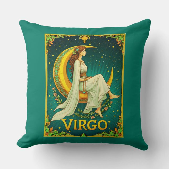 Virgo Maiden Sitzen auf dem Crescent Moon Kissen (Vorderseite)