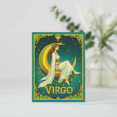 Virgo Maiden Sitzen auf dem Crescent Moon Postkarte (Stehend Vorderseite)