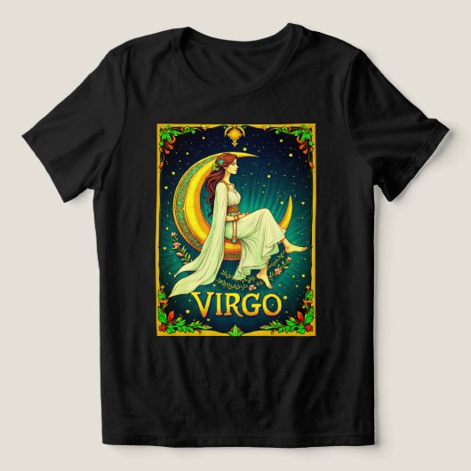 Virgo Maiden Sitzen auf dem Crescent Moon Tri-Blend Shirt (Design Vorderseite)