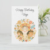 Virgo Maiden Zodiac Boho Birthday Flat Card (Stehend Vorderseite)