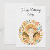 Virgo Maiden Zodiac Boho Birthday Flat Card (Vorne/Hinten)