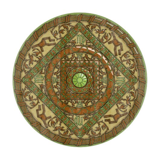 Virgo Mandala Glas Cutting Board Schneidebrett (Vorderseite)