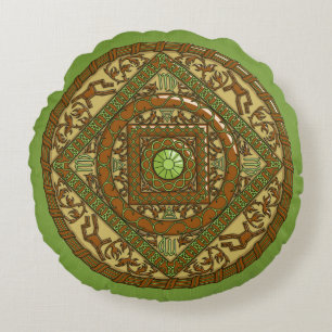Virgo Mandala Round Pillow Rundes Kissen