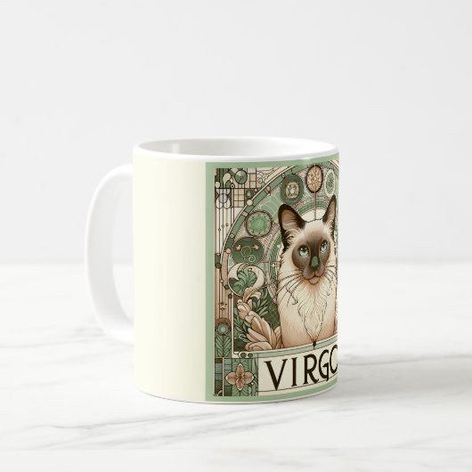 Virgo Meticulous Cat Zodiac Kaffeetasse (Vorderseite Links)