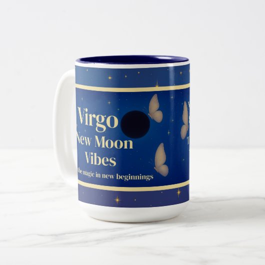 Virgo New Moon Vibes Astrologie Tasse (Vorderseite Links)