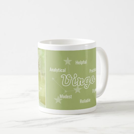 Virgo Olive Green Astrologie Zodiac Sign Tasse (VorderseiteRechts)