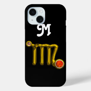 VIRGO ORANGE AGATE GOLD ZODIAC SIGN JEWEL MONOGRAM iPhone 15 HÜLLE