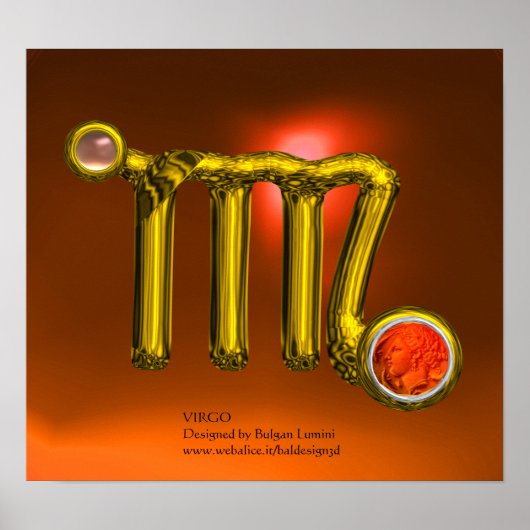 VIRGO/ORANGE, GRAU AGATE GOLD ZODIAC SIGN JEWEL POSTER (Vorne)