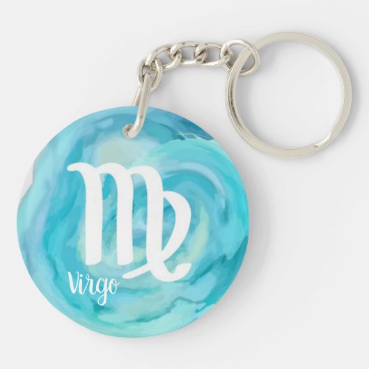 Virgo Personalisiert Watercolor Zodiac Sign Schlüsselanhänger (Rückseite)