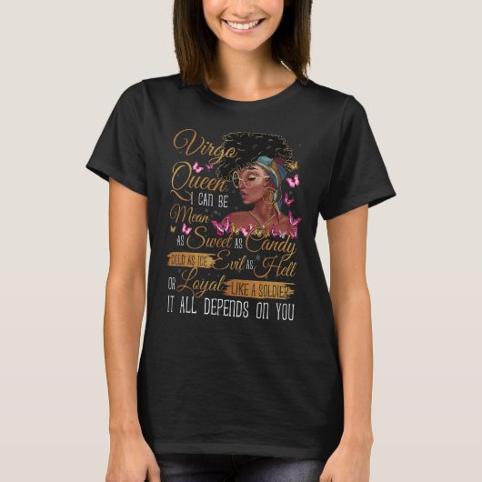 Virgo Queen Black Queen I Kann Gemein AF Sweet wie T-Shirt (Vorderseite)