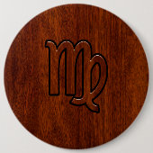 Virgo-Schild im Mahagoni-Holzstil Button (Vorderseite)
