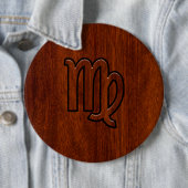 Virgo-Schild im Mahagoni-Holzstil Button (Beispiel)