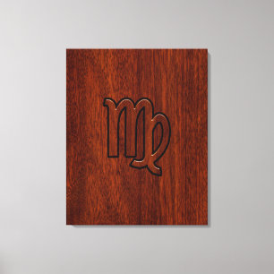 Virgo-Schild im Mahagoni-Holzstil Leinwanddruck