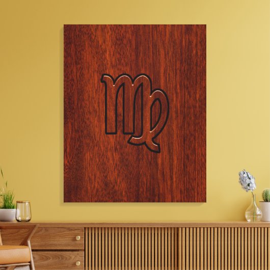 Virgo-Schild im Mahagoni-Holzstil Leinwanddruck (Insitu (Wohnzimmer))