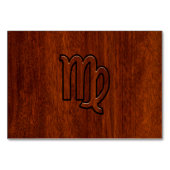 Virgo-Schild im Mahagoni-Holzstil Tischnummer (Vorderseite)