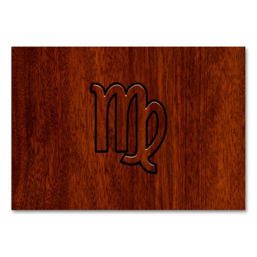Virgo-Schild im Mahagoni-Holzstil Tischnummer (Vorderseite)